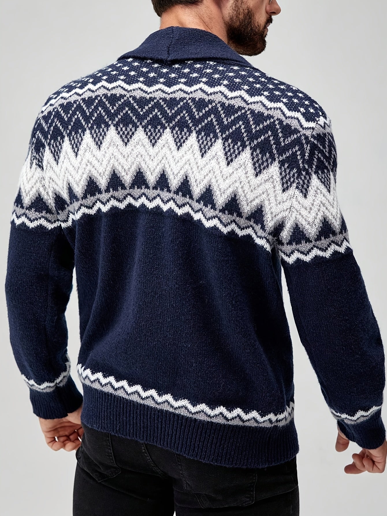 Men's Nordic-Inspired Knitted Shawl Cardigan
