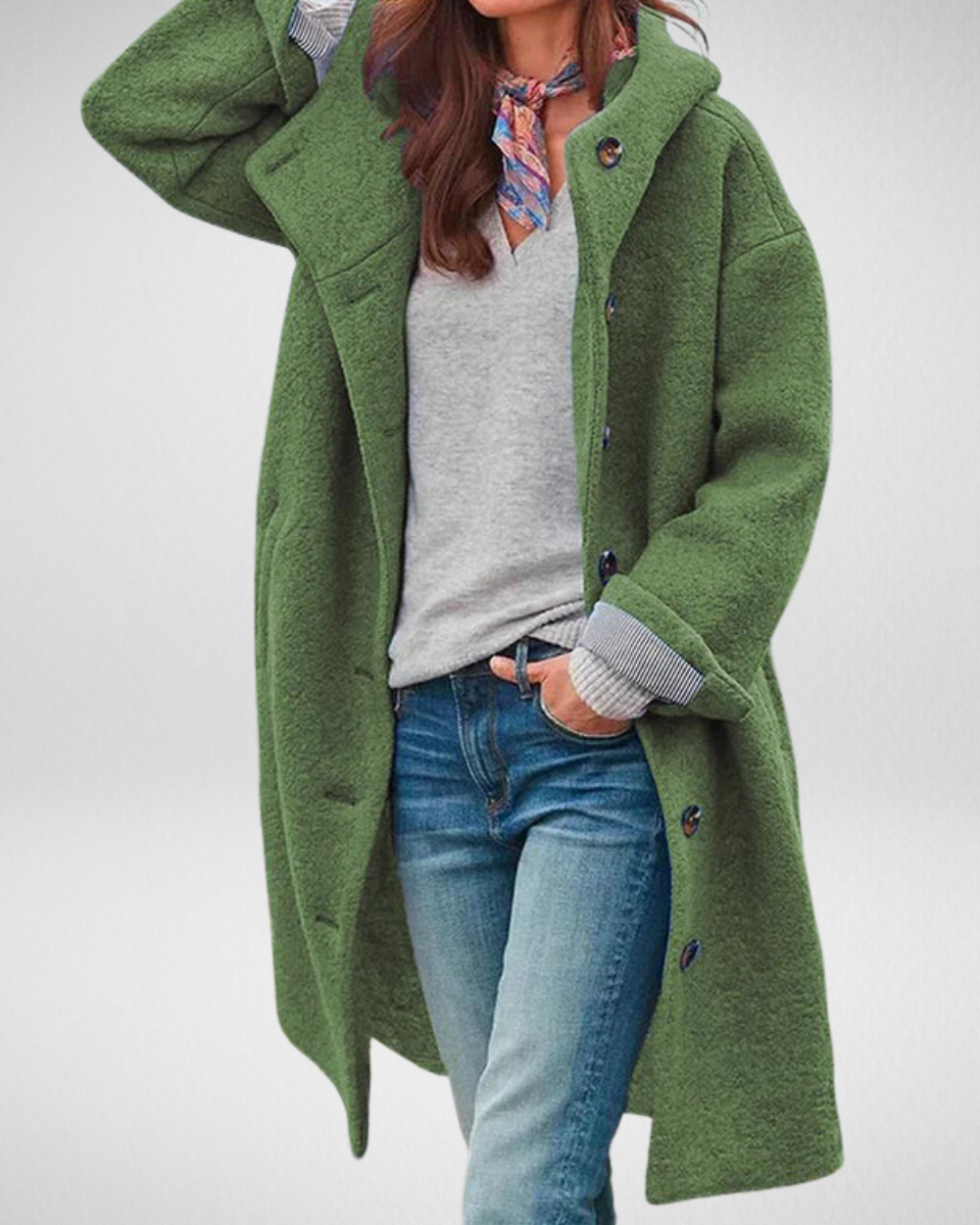 Damski długi płaszcz z kapturem – elegancki i lekki