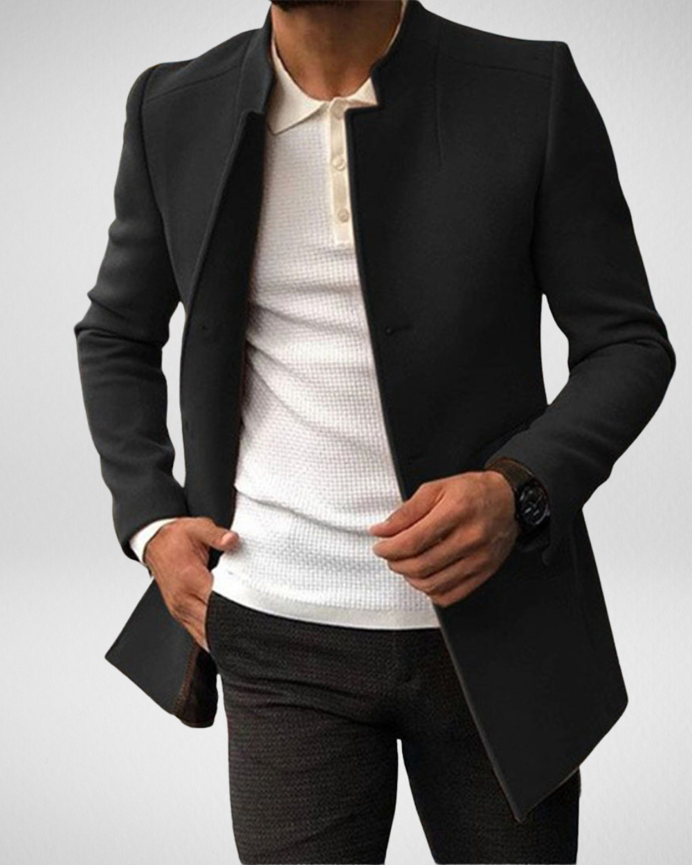 Męska Długa Elegancka Kurtka Zimowa – Izolacja Termiczna – Stylowy Design