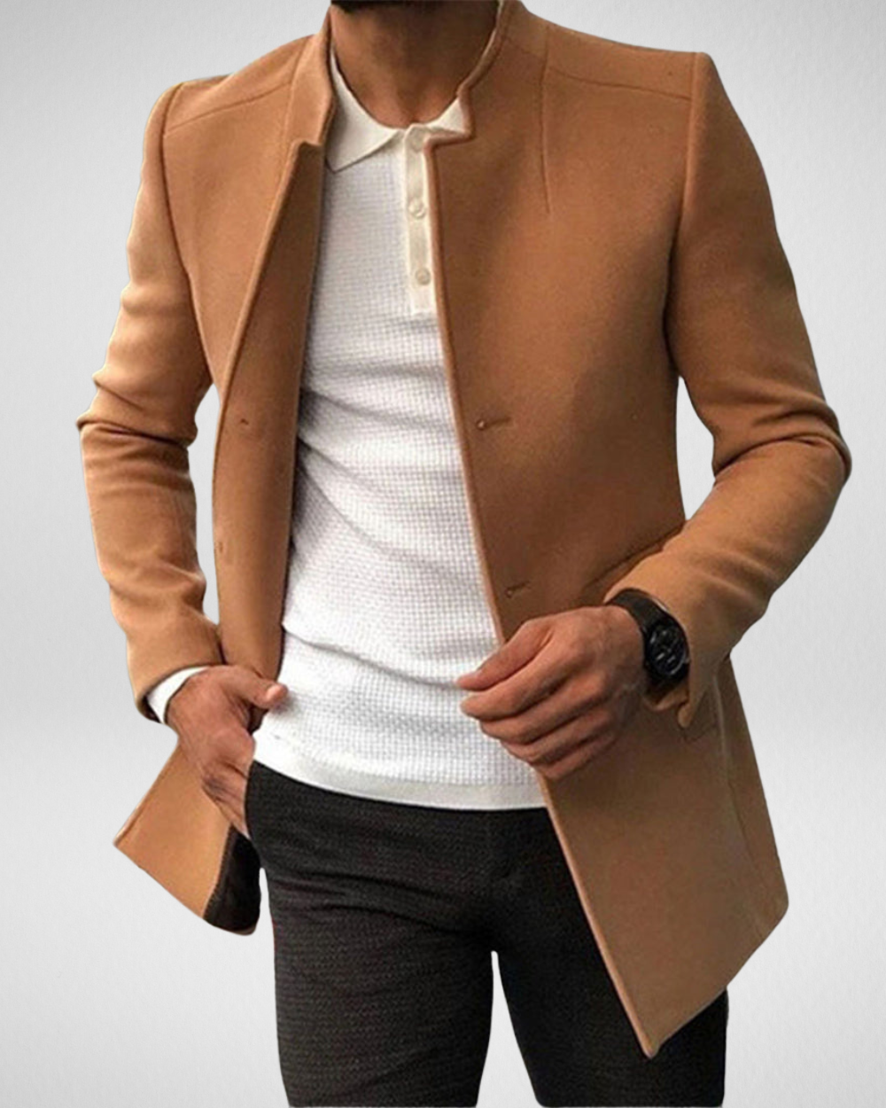 Męska Długa Elegancka Kurtka Zimowa – Izolacja Termiczna – Stylowy Design