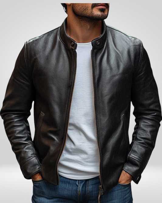 Męska Elegancka Kurtka – Klasyczny Kołnierz – Dopasowany Krój