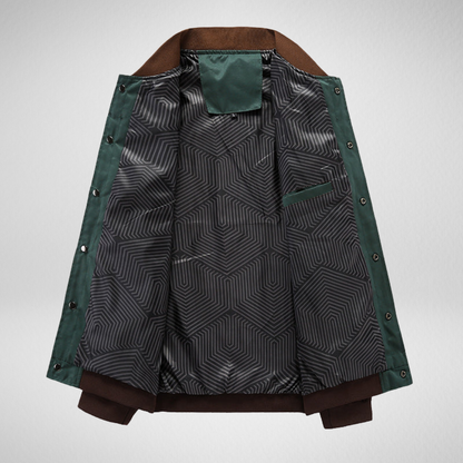 Męska Kurtka Bomber Vintage – Zielona i Brązowa