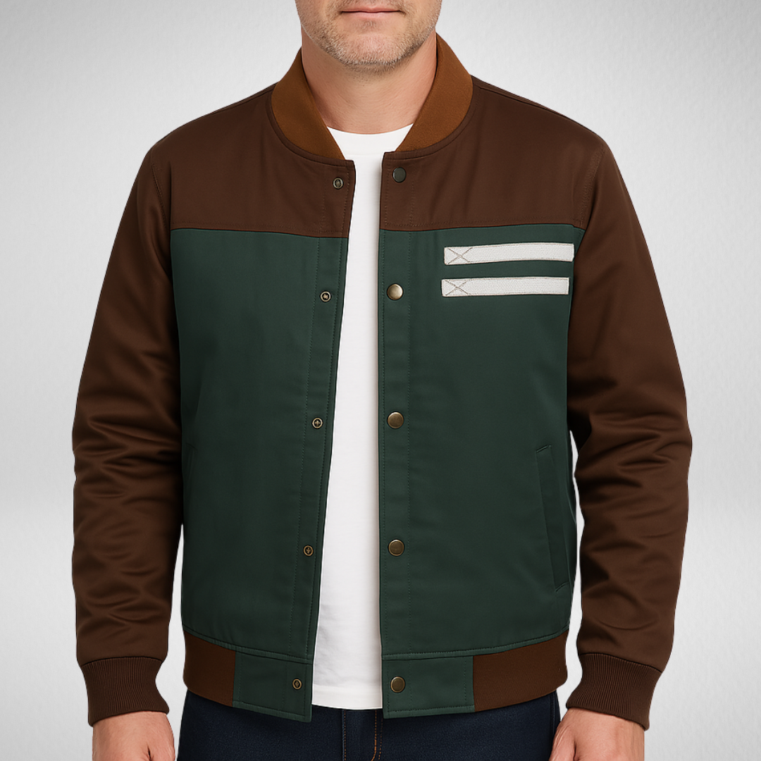 Męska Kurtka Bomber Vintage – Zielona i Brązowa