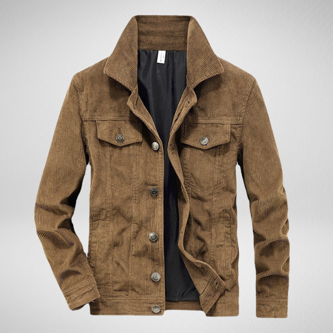 Męska Kurtka Przejściowa – Miękki Ribfluwel – Luźna Sylwetka