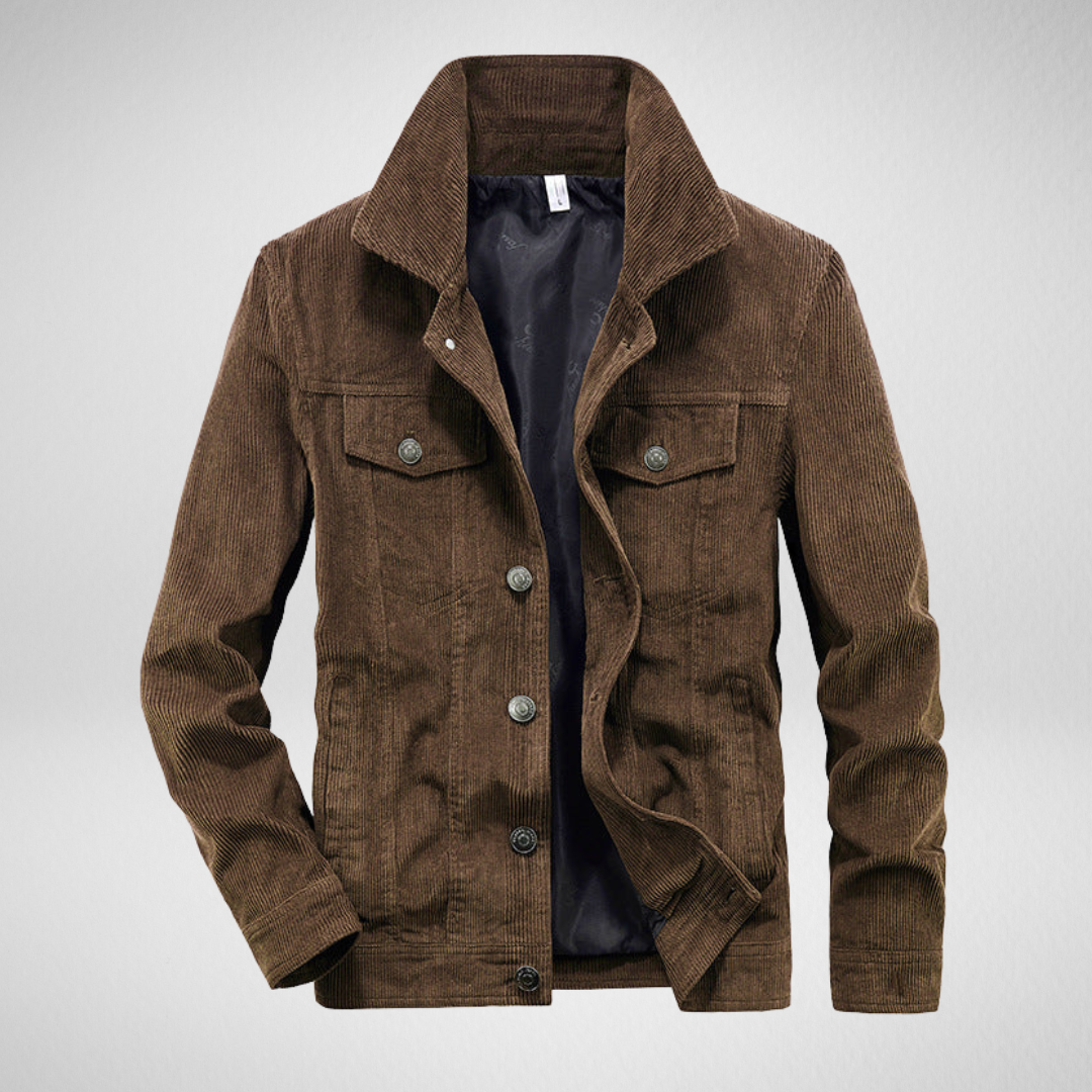 Męska Kurtka Przejściowa – Miękki Ribfluwel – Luźna Sylwetka