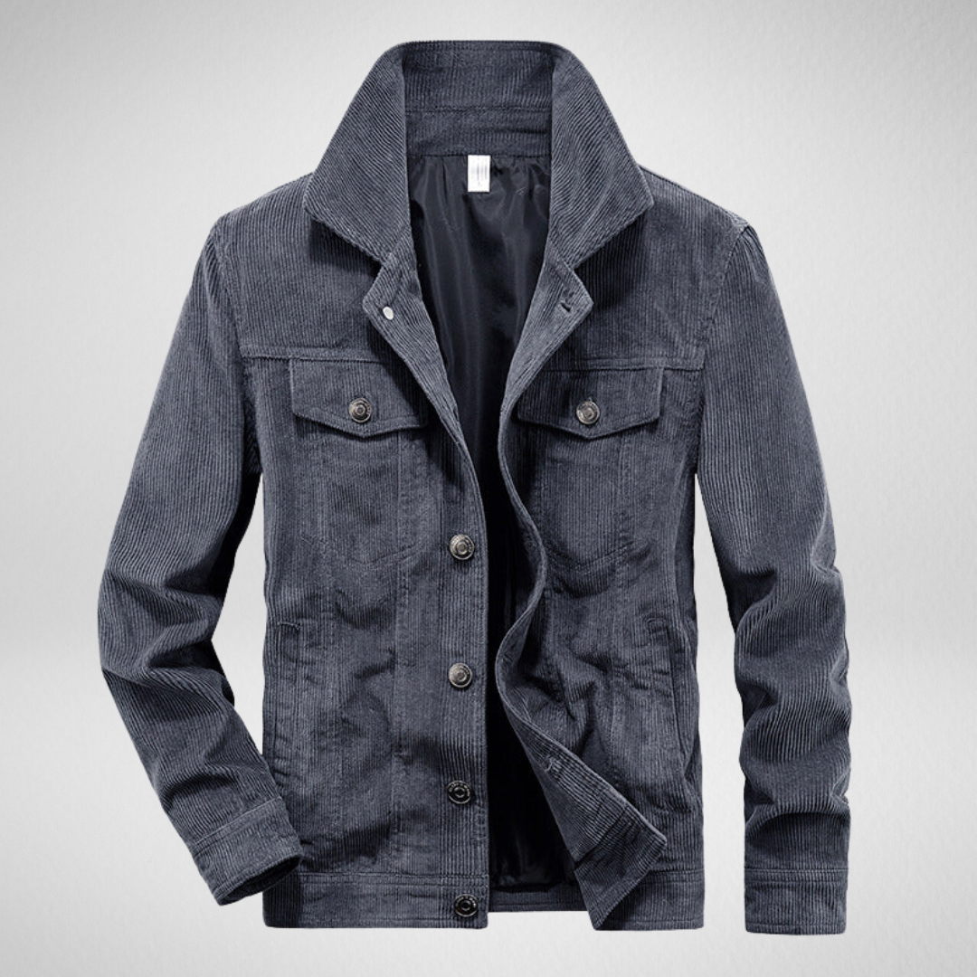 Męska Kurtka Przejściowa – Miękki Ribfluwel – Luźna Sylwetka