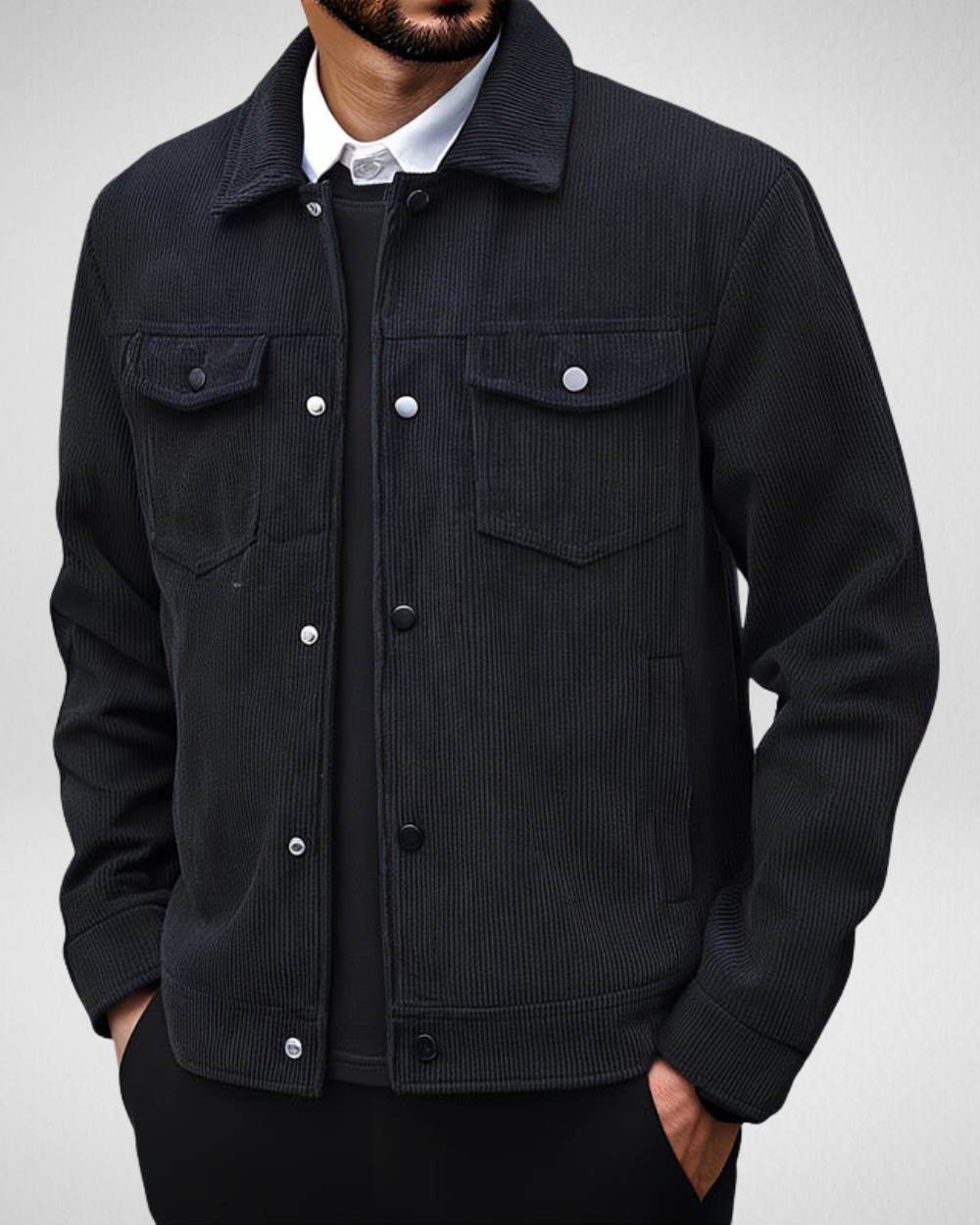 Męska Kurtka Sztruksowa – Dopasowana – Elegancki Styl