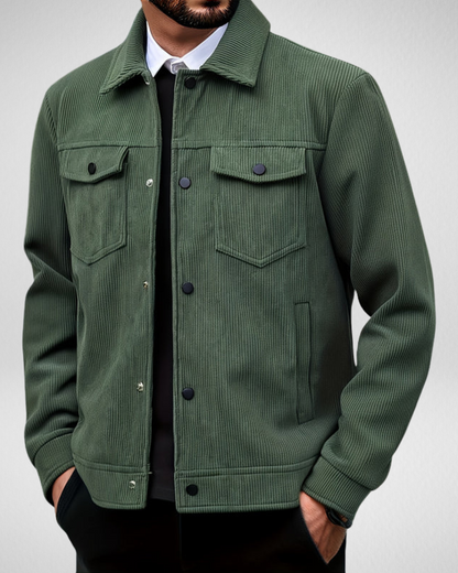 Męska Kurtka Sztruksowa – Dopasowana – Elegancki Styl
