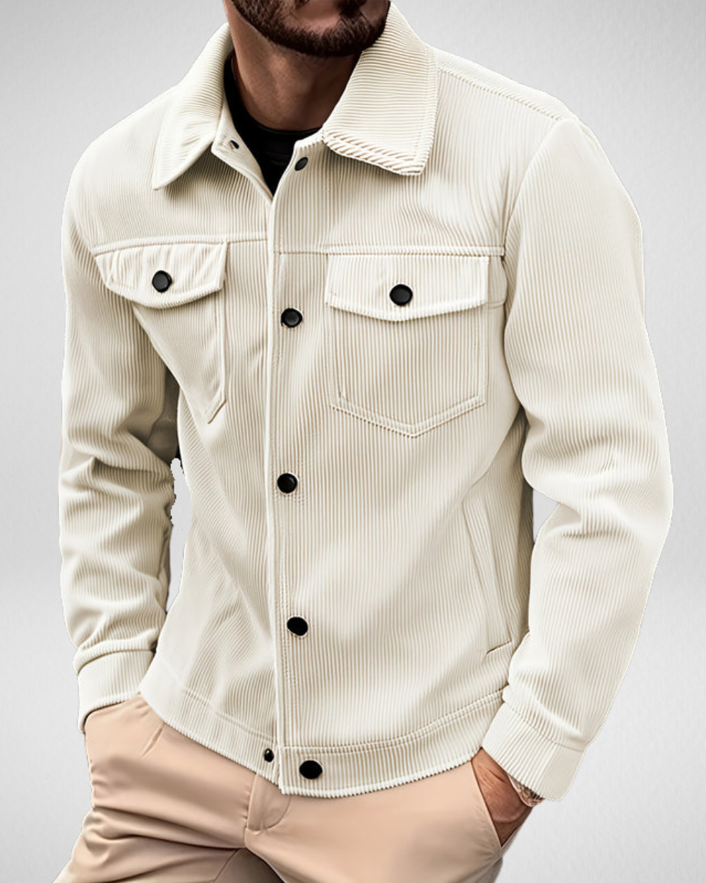 Męska Kurtka Sztruksowa – Dopasowana – Elegancki Styl