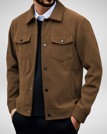Męska Kurtka Sztruksowa – Dopasowana – Elegancki Styl