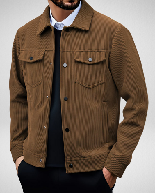 Męska Kurtka Sztruksowa – Dopasowana – Elegancki Styl