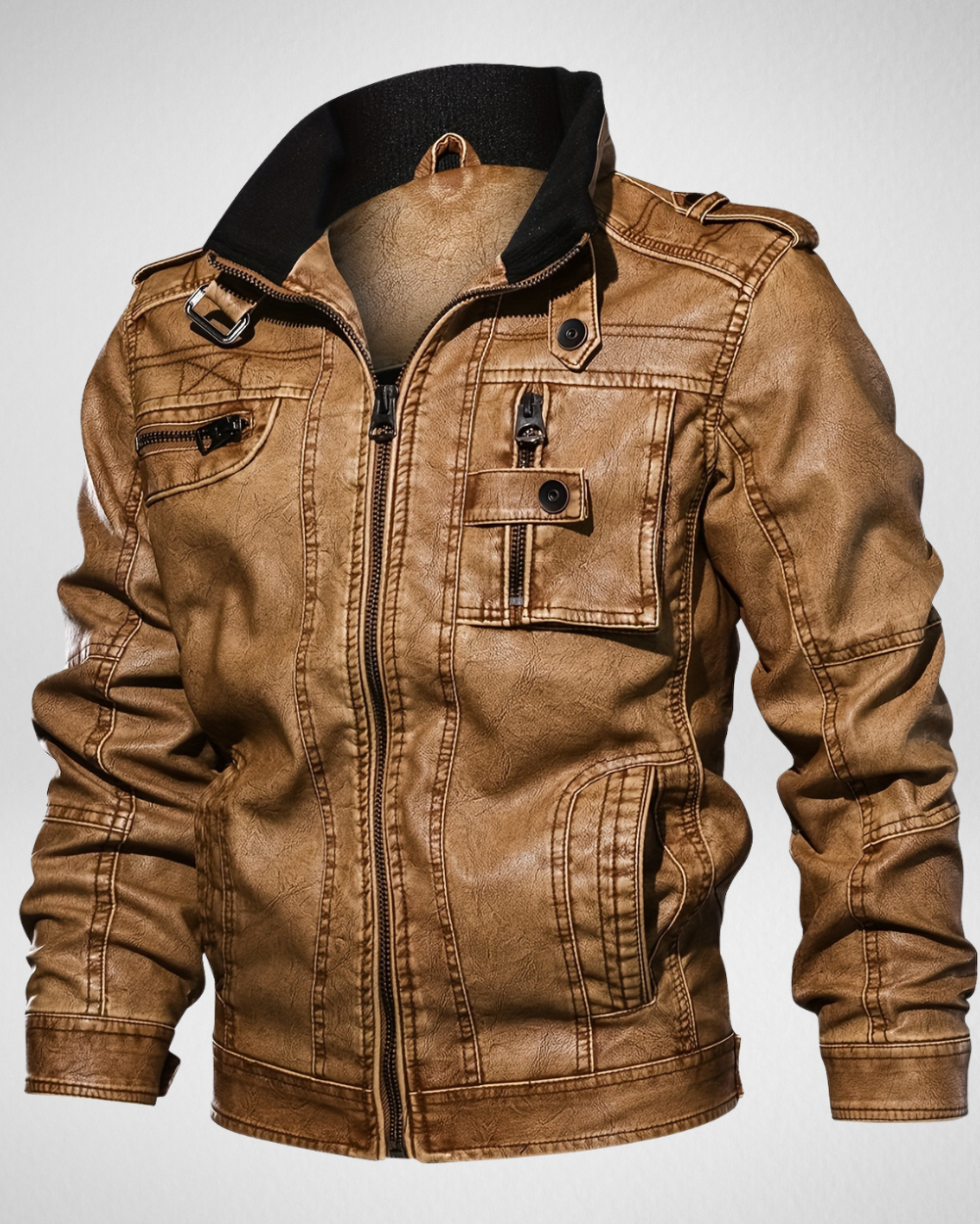 Męska Kurtka Vintage PU – Idealna na Jesień
