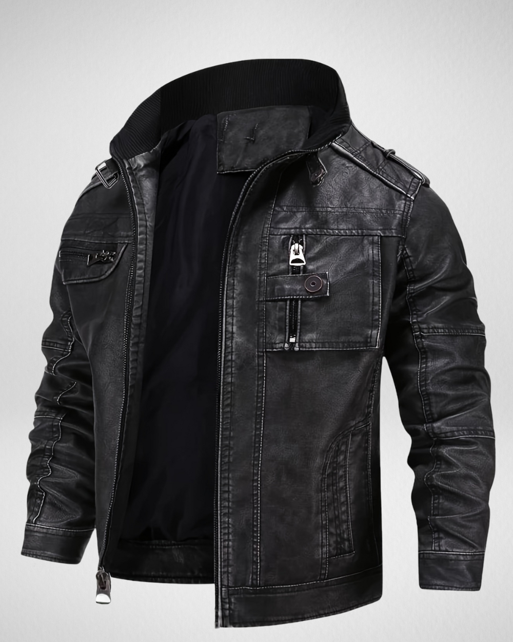 Męska Kurtka Vintage PU – Idealna na Jesień