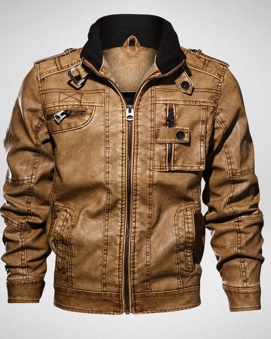 Męska Kurtka Vintage PU – Idealna na Jesień