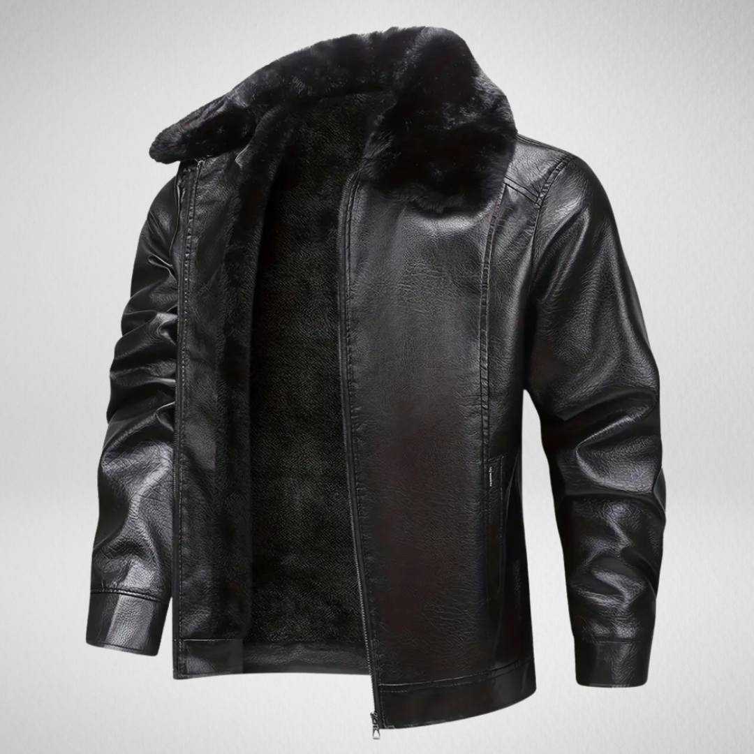 Męska Zimowa Kurtka Skórzana – Ciepła Podszewka – Elegancki Styl
