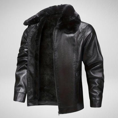 Męska Zimowa Kurtka Skórzana – Ciepła Podszewka – Elegancki Styl