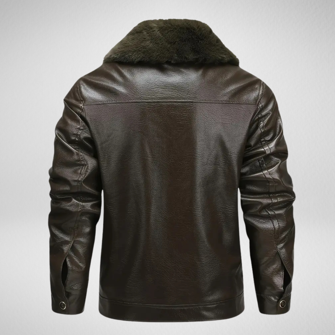 Męska Zimowa Kurtka Skórzana – Ciepła Podszewka – Elegancki Styl