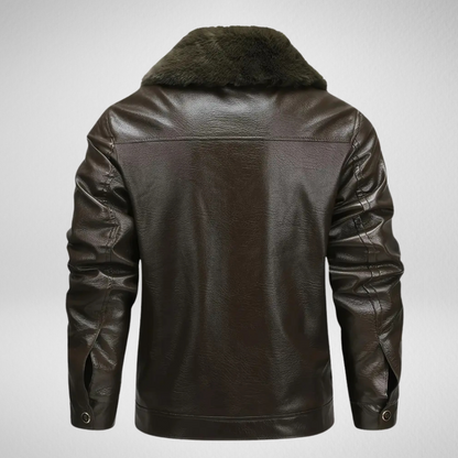 Męska Zimowa Kurtka Skórzana – Ciepła Podszewka – Elegancki Styl