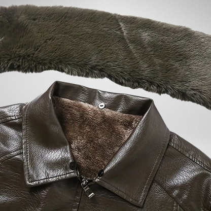 Męska Zimowa Kurtka Skórzana – Ciepła Podszewka – Elegancki Styl