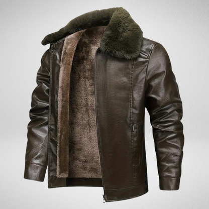 Męska Zimowa Kurtka Skórzana – Ciepła Podszewka – Elegancki Styl