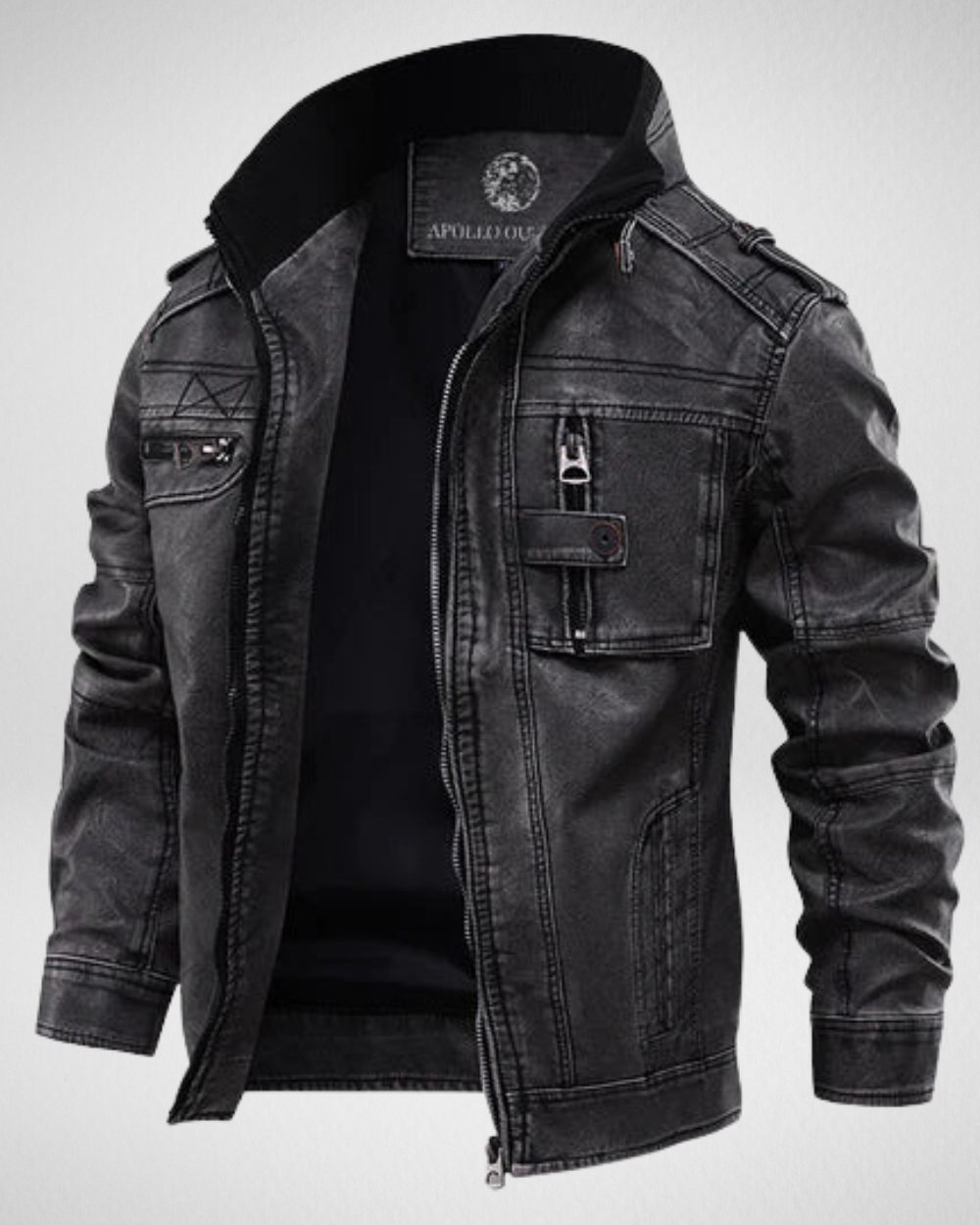Męska skórzana kurtka – 100% prawdziwe skórzane – klasyczny design