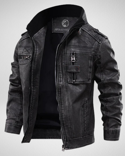 Męska skórzana kurtka – 100% prawdziwe skórzane – klasyczny design