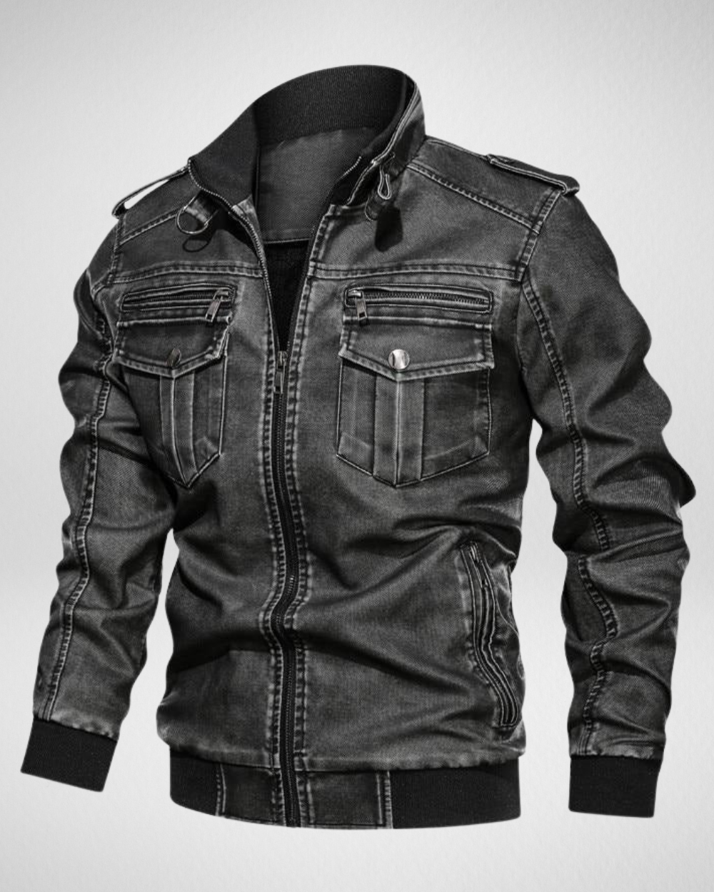 Męska skórzana kurtka – Vintage – Wiatroszczelna