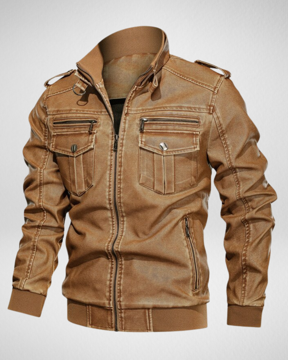 Męska skórzana kurtka – Vintage – Wiatroszczelna