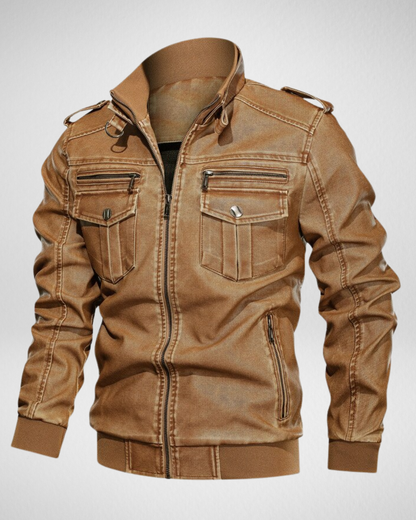 Męska skórzana kurtka – Vintage – Wiatroszczelna