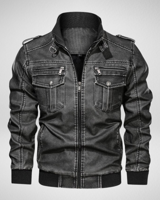 Męska skórzana kurtka – Vintage – Wiatroszczelna