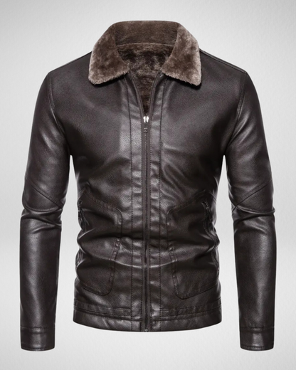 Męska skórzana kurtka – z podszewką – elegancki wygląd