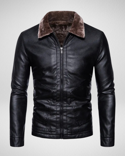 Męska skórzana kurtka – z podszewką – elegancki wygląd