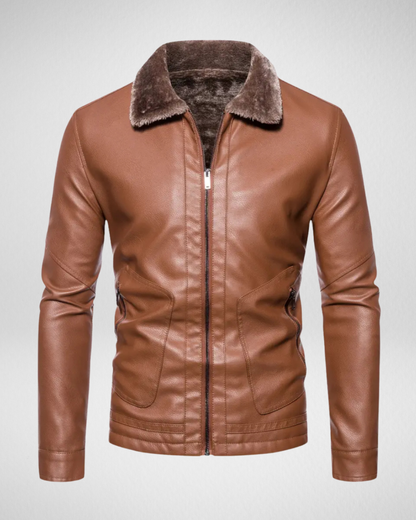 Męska skórzana kurtka – z podszewką – elegancki wygląd