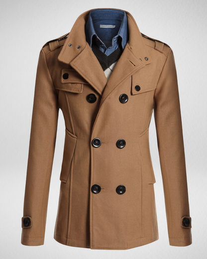 Męski Płaszcz Wełniany – Długi Płaszcz – Zima