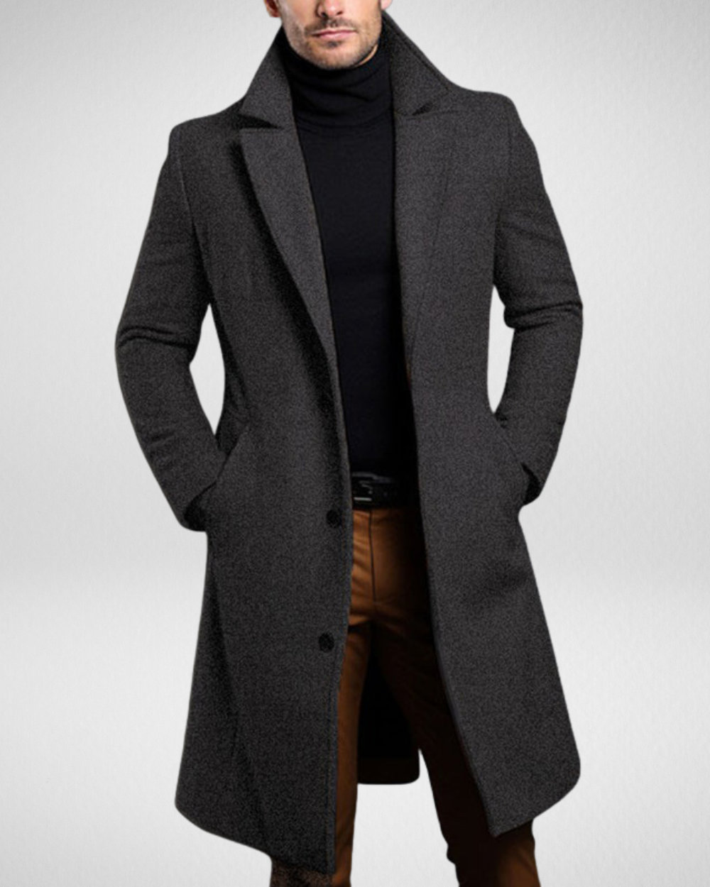 Męski Płaszcz Zimowy – Klasyczny Krój – Długi