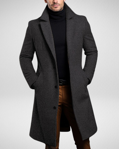 Męski Płaszcz Zimowy – Klasyczny Krój – Długi