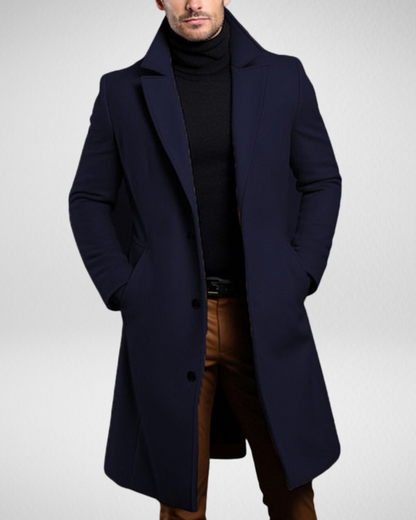 Męski Płaszcz Zimowy – Klasyczny Krój – Długi