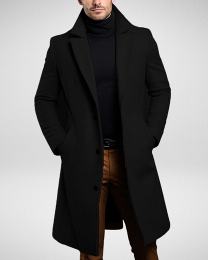 Męski Płaszcz Zimowy – Klasyczny Krój – Długi