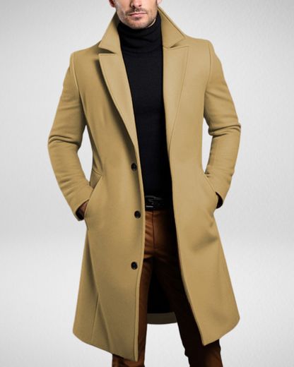 Męski Płaszcz Zimowy – Klasyczny Krój – Długi