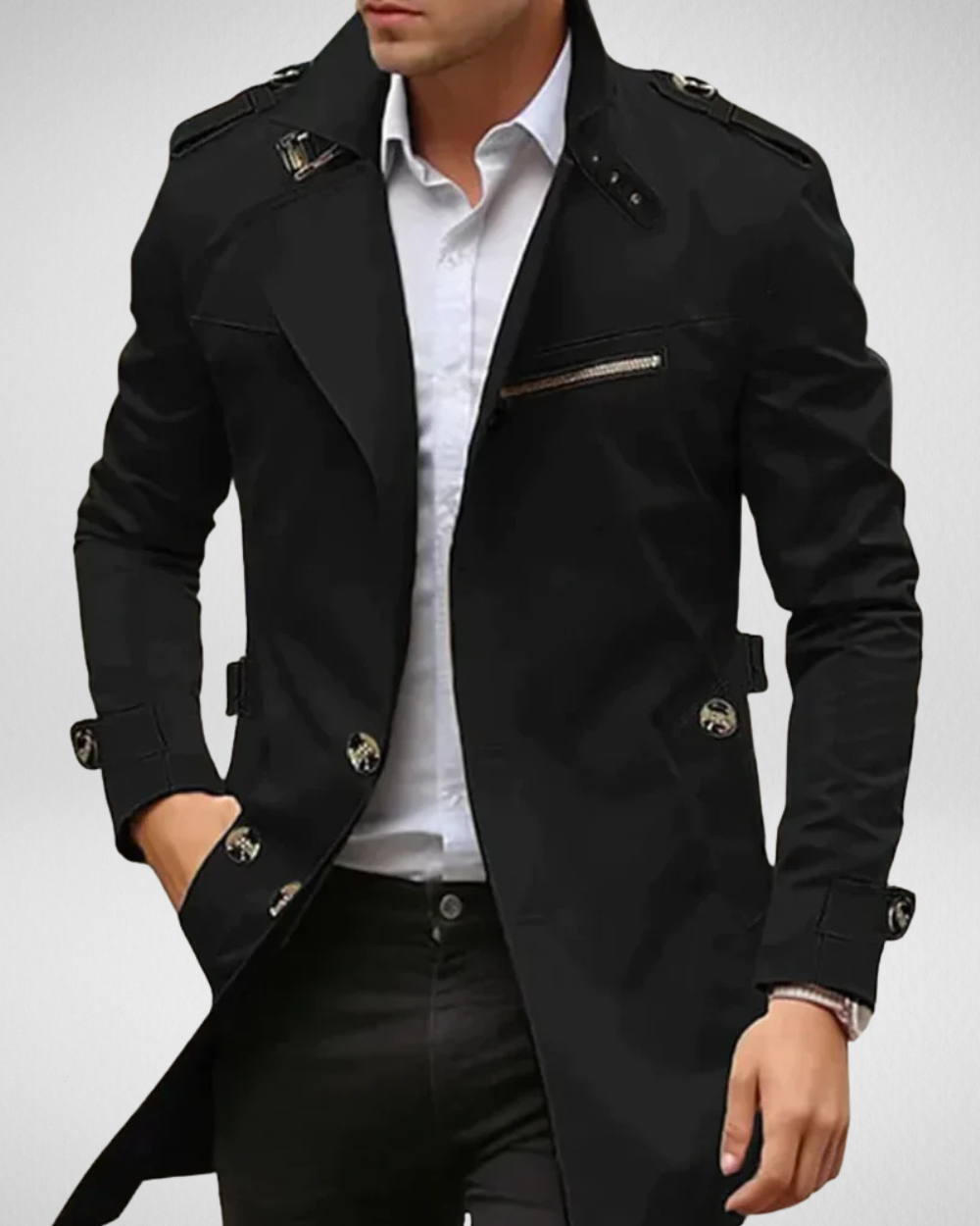 Męski Trenchcoat – Klasyczny Styl – Idealny na Każdą Okazję