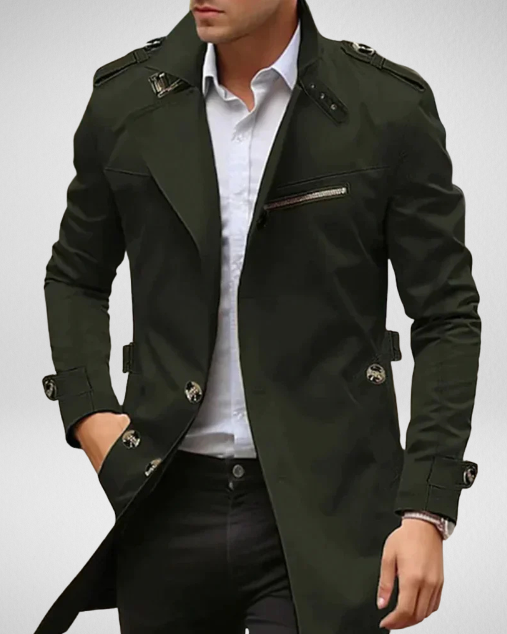 Męski Trenchcoat – Klasyczny Styl – Idealny na Każdą Okazję