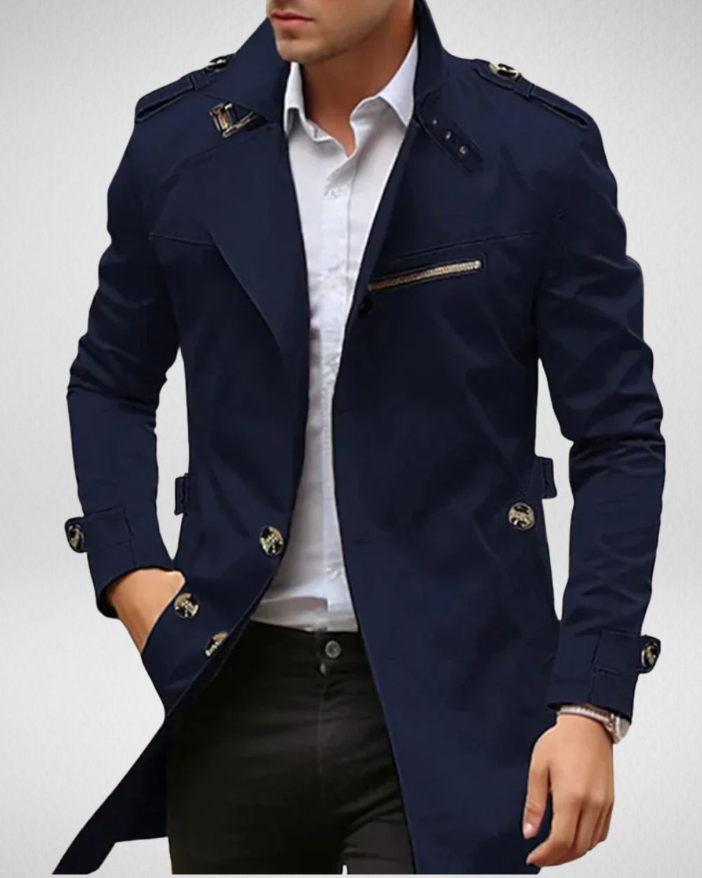 Męski Trenchcoat – Klasyczny Styl – Idealny na Każdą Okazję