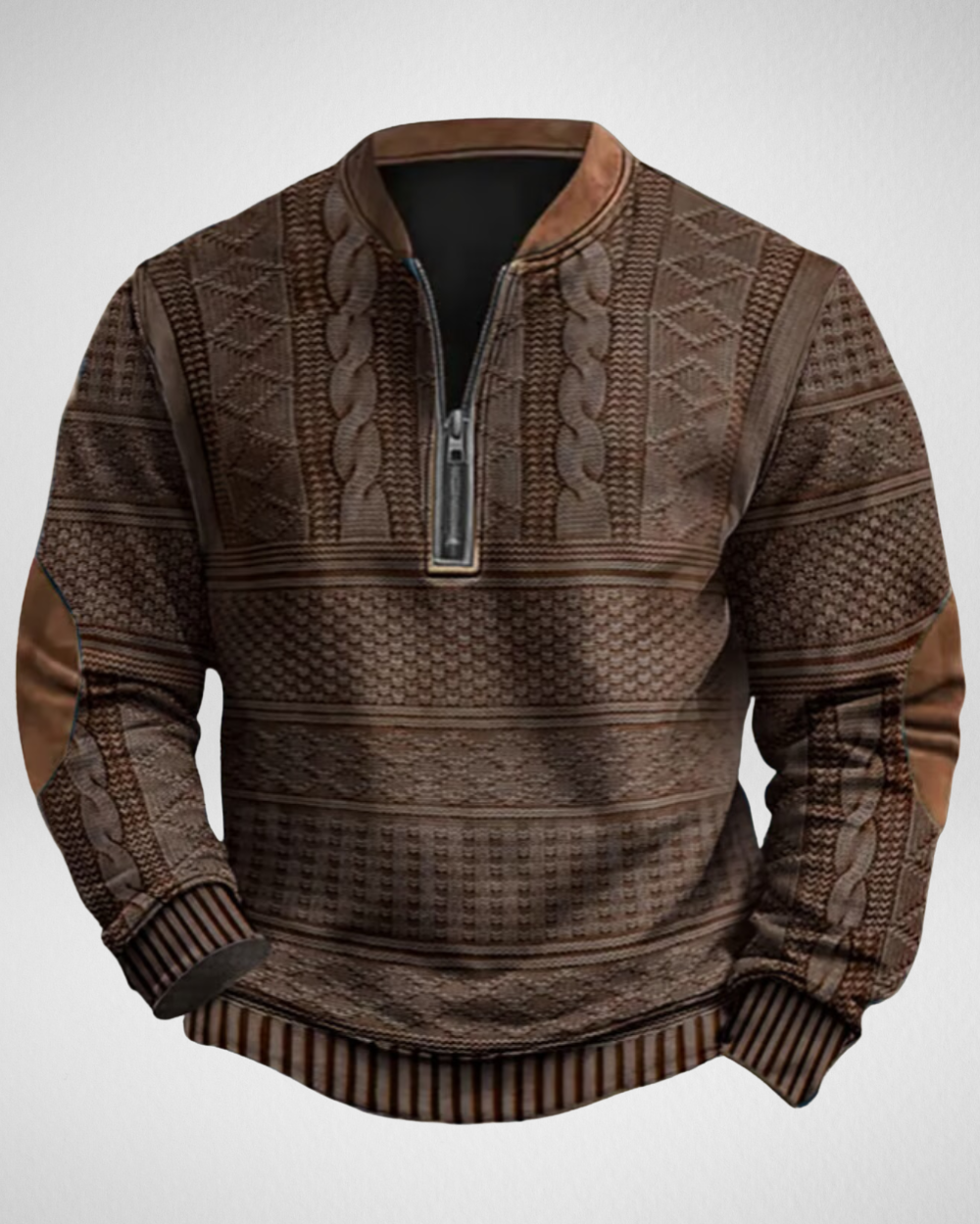 Męski dzianinowy sweter z półzamkiem – miękki komfort – casual i na co dzień