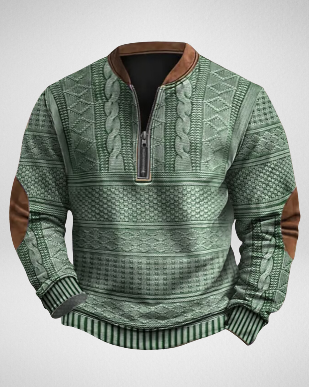 Męski dzianinowy sweter z półzamkiem – miękki komfort – casual i na co dzień