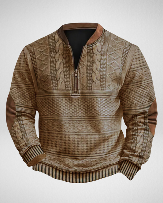 Męski dzianinowy sweter z półzamkiem – miękki komfort – casual i na co dzień