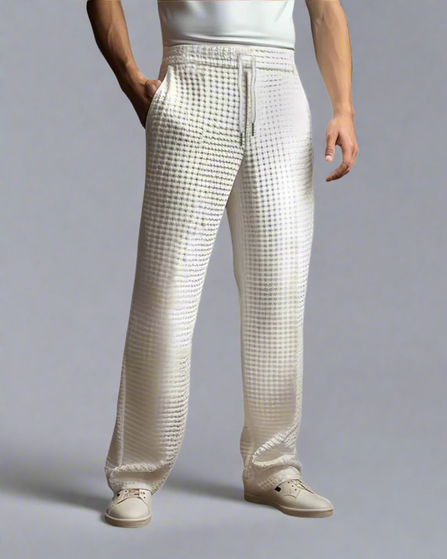 Męskie spodnie dresowe z dzianiny waflowej – luźny krój