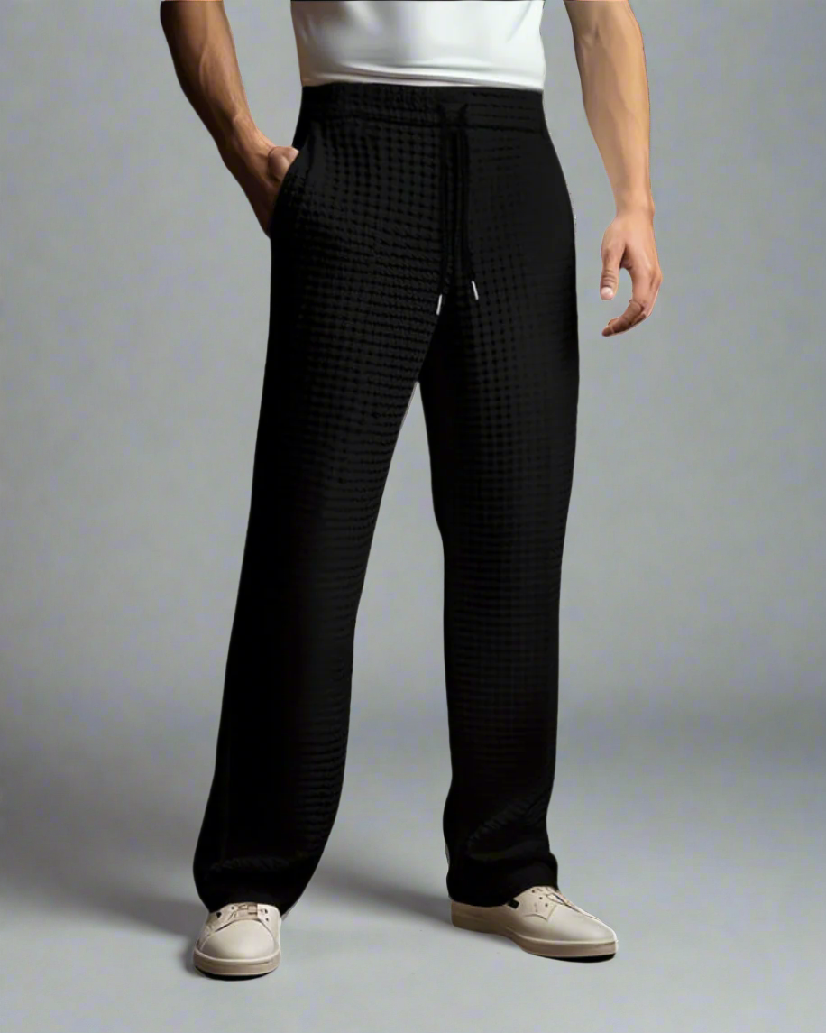 Męskie spodnie dresowe z dzianiny waflowej – luźny krój