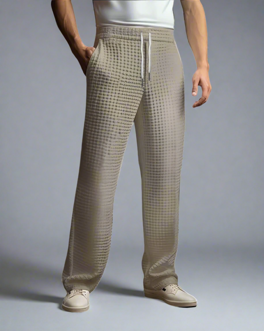 Męskie spodnie dresowe z dzianiny waflowej – luźny krój