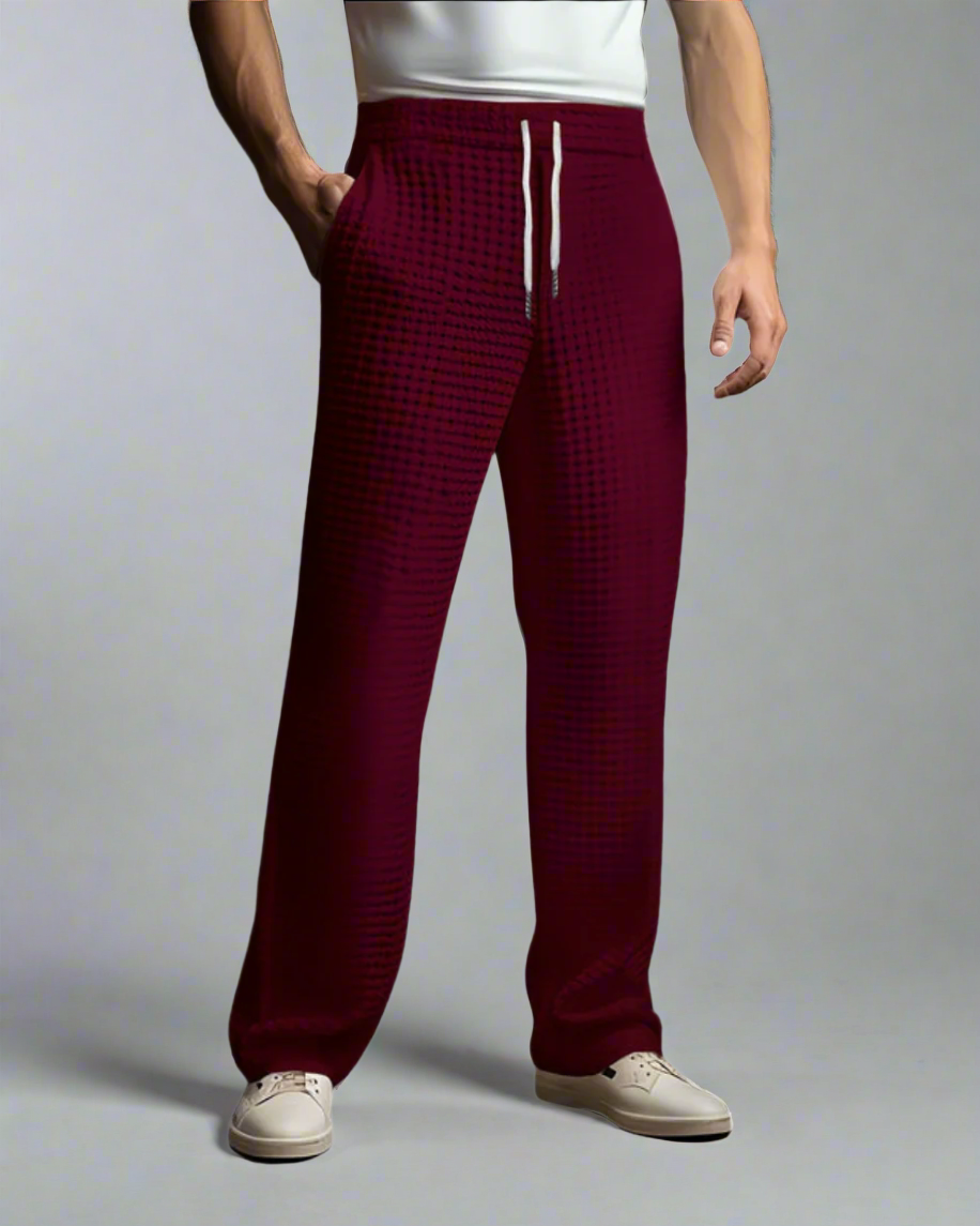 Męskie spodnie dresowe z dzianiny waflowej – luźny krój