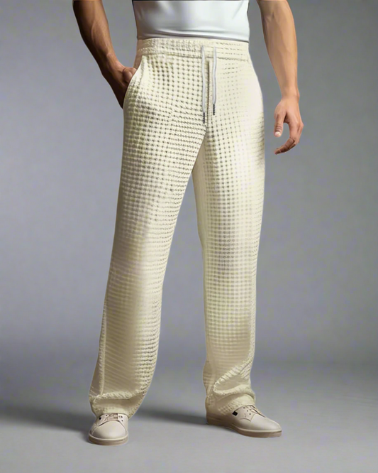 Męskie spodnie dresowe z dzianiny waflowej – luźny krój